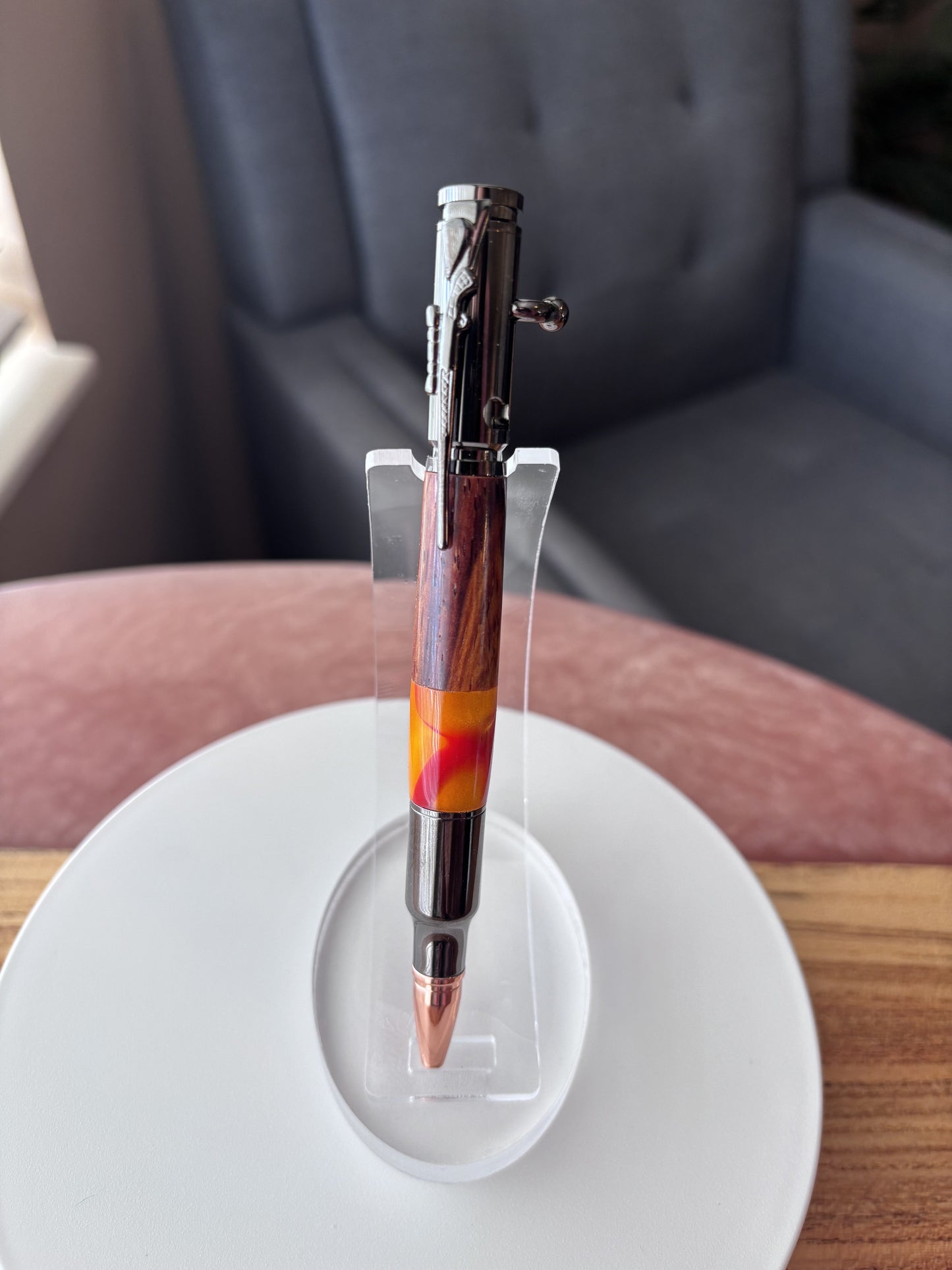 Handcrafted Bolt Action Pen — Black Hardware