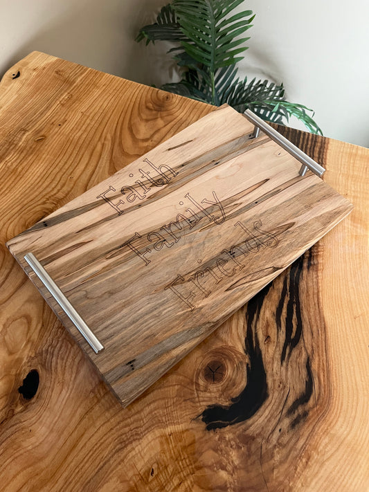 Faith Family and Friends Charcuterie Board - Laser Engraved w/Handles