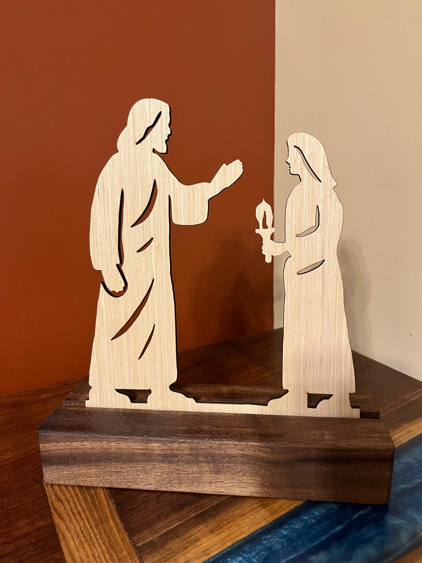Holy Week 8-Day Display Set with a Black Walnut Stand (Interchangeable pieces on a single stand)