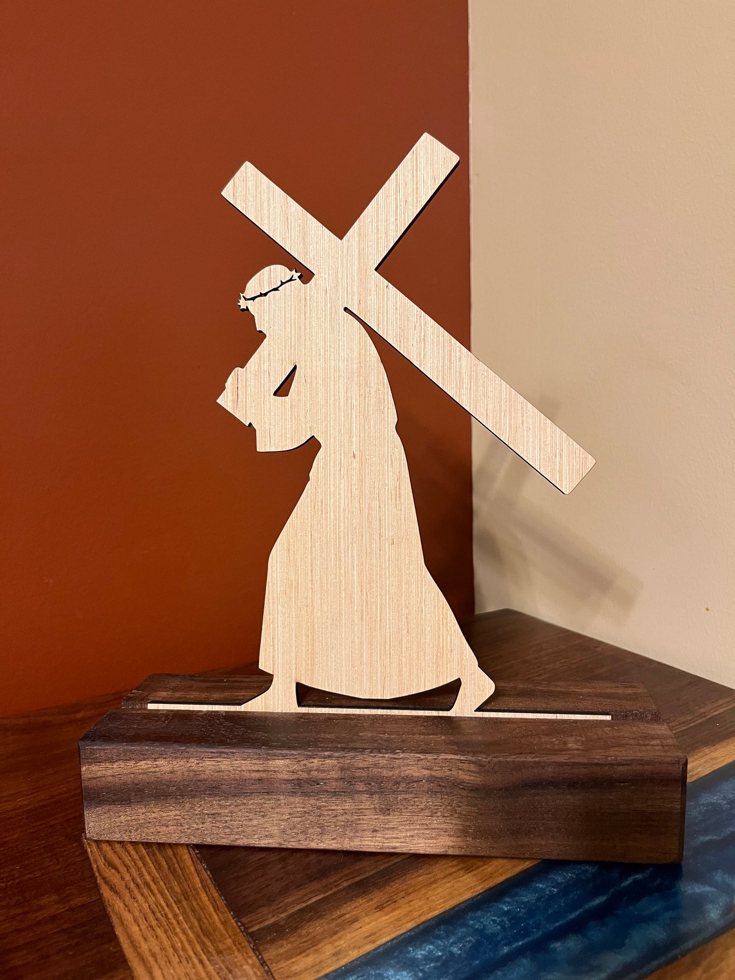 Holy Week 8-Day Display Set with a Black Walnut Stand (Interchangeable pieces on a single stand)