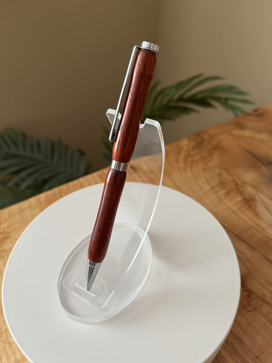 Handcrafted Padauk Pen — Silver Hardware