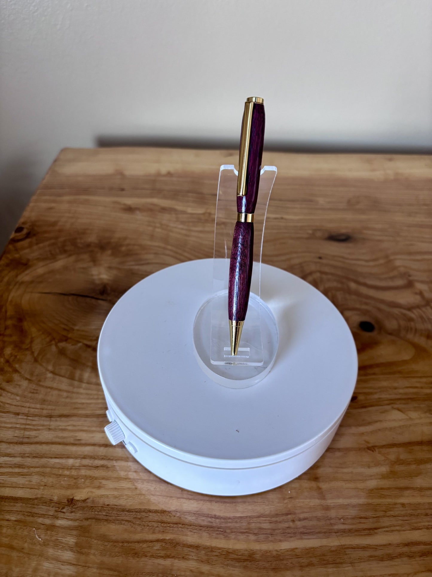 Handcrafted Purple Heart Pen — Gold Hardware