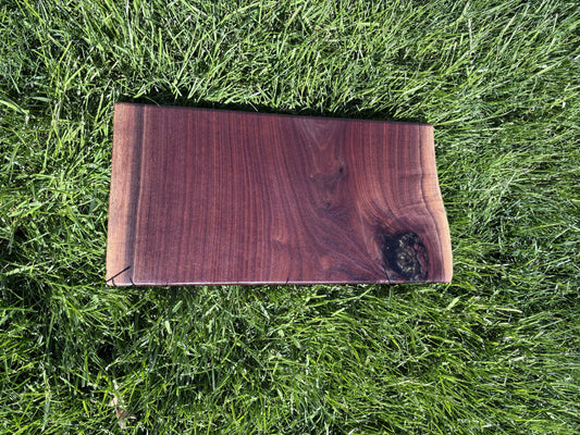 Long Live‑Edge Cutting & Charcuterie Board — Black Epoxy Accents