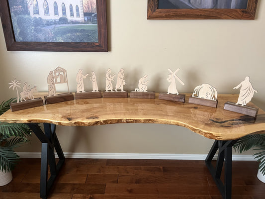 Holy Week 8-Day Display Set with Eight Black Walnut Stands