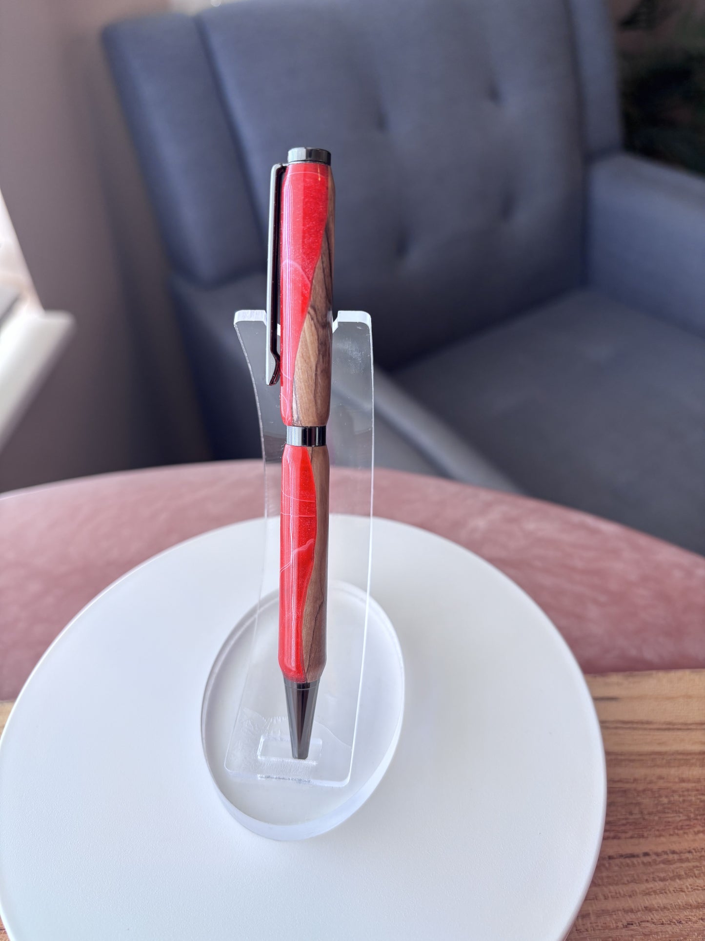 Handcrafted Olivewood Pen — Black Hardware