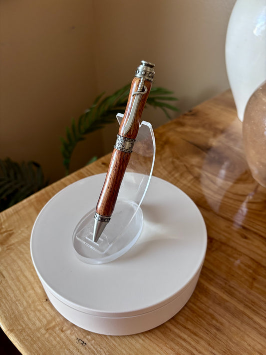 Handcrafted Cocobolo Pirate Pen — Silver Hardware