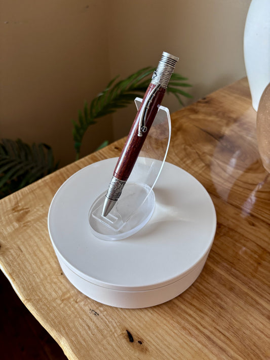 Handcrafted Cocobolo Fly Fishing Pen — Silver Hardware